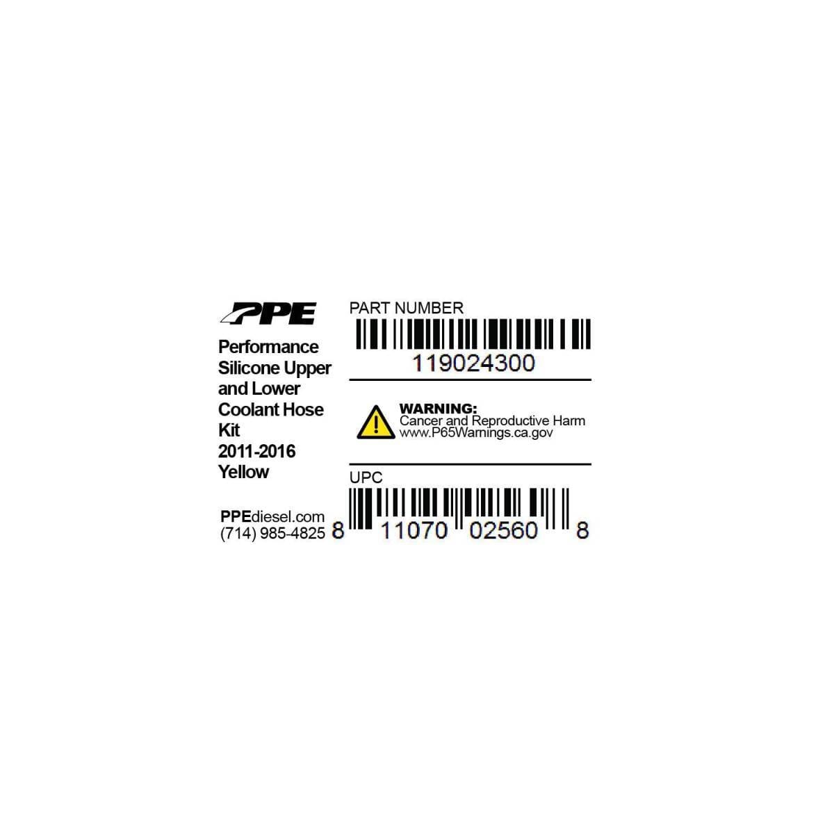 PPE Diesel Coolant Hose Kit (2011-16) LML (Yellow) 119024300