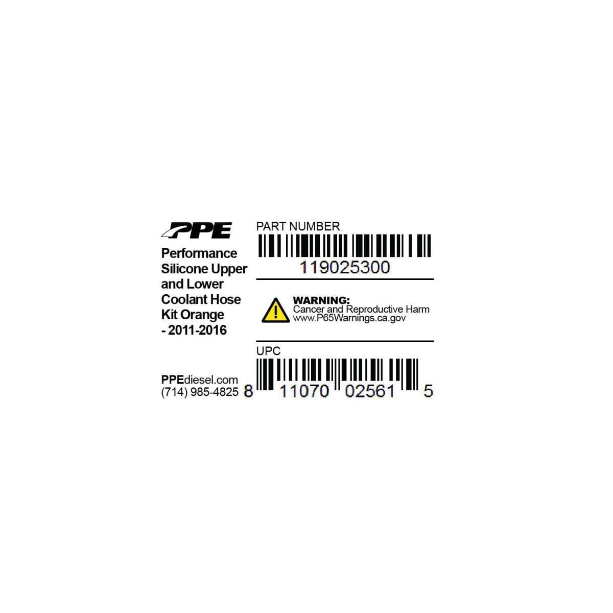 PPE Diesel Coolant Hose Kit (2011-16) LML (Orange) 119025300
