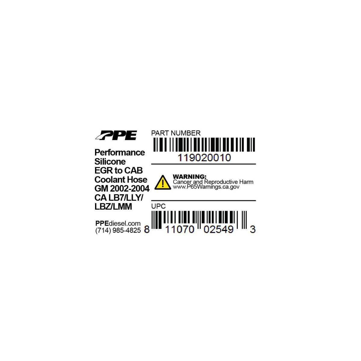 PPE Diesel EGR TO CAB COOLANT HOSE 2001-2010 119020010 thumbnail 2