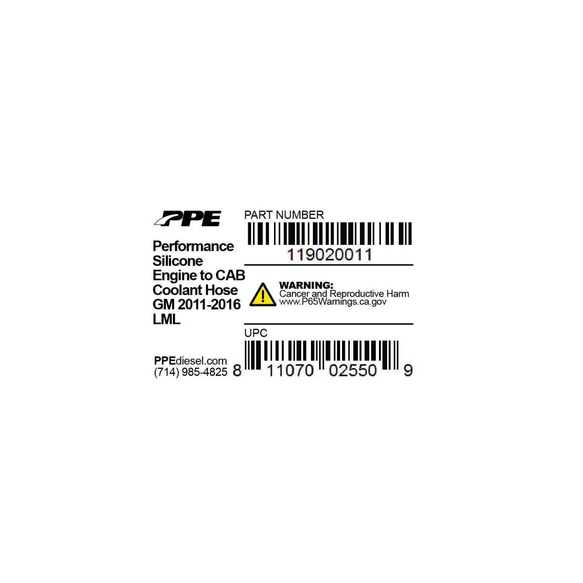PPE Diesel ENGINE TO CAB COOLANT HOSE 2011-2016 119020011 thumbnail 2