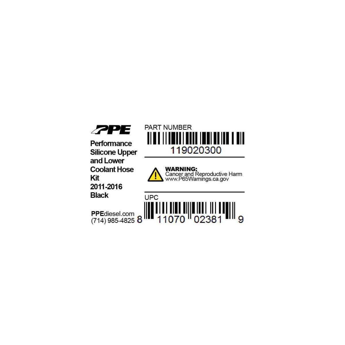 PPE Diesel Coolant Hose Kit 2011-2016 (Black) 119020300 thumbnail 2