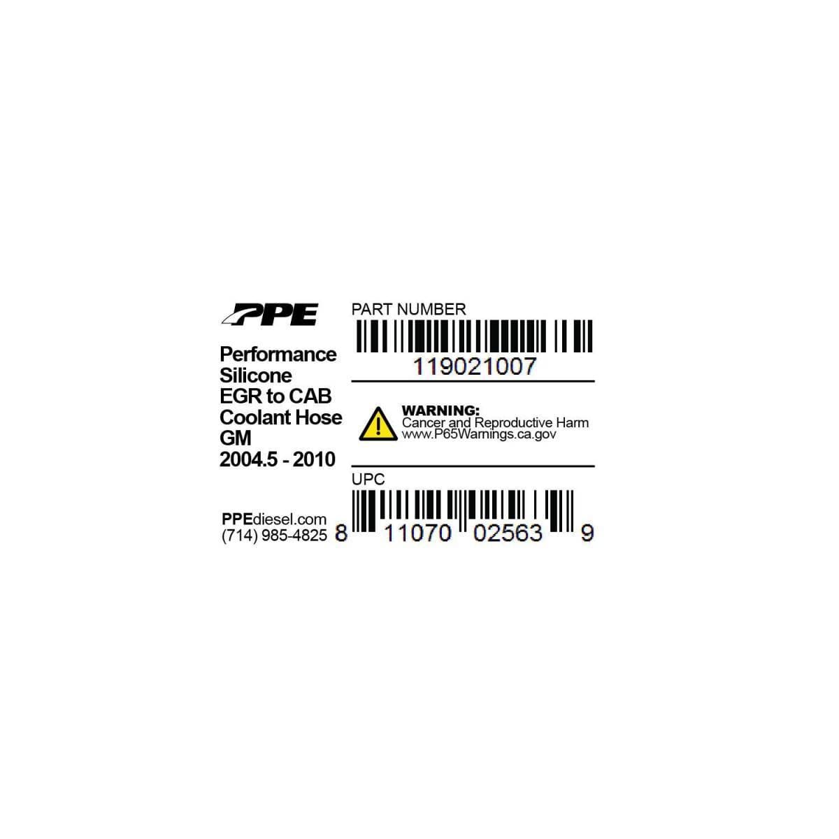 PPE Diesel EGR TO CAB COOLANT HOSE 2004.5-2010 119021007 thumbnail 2